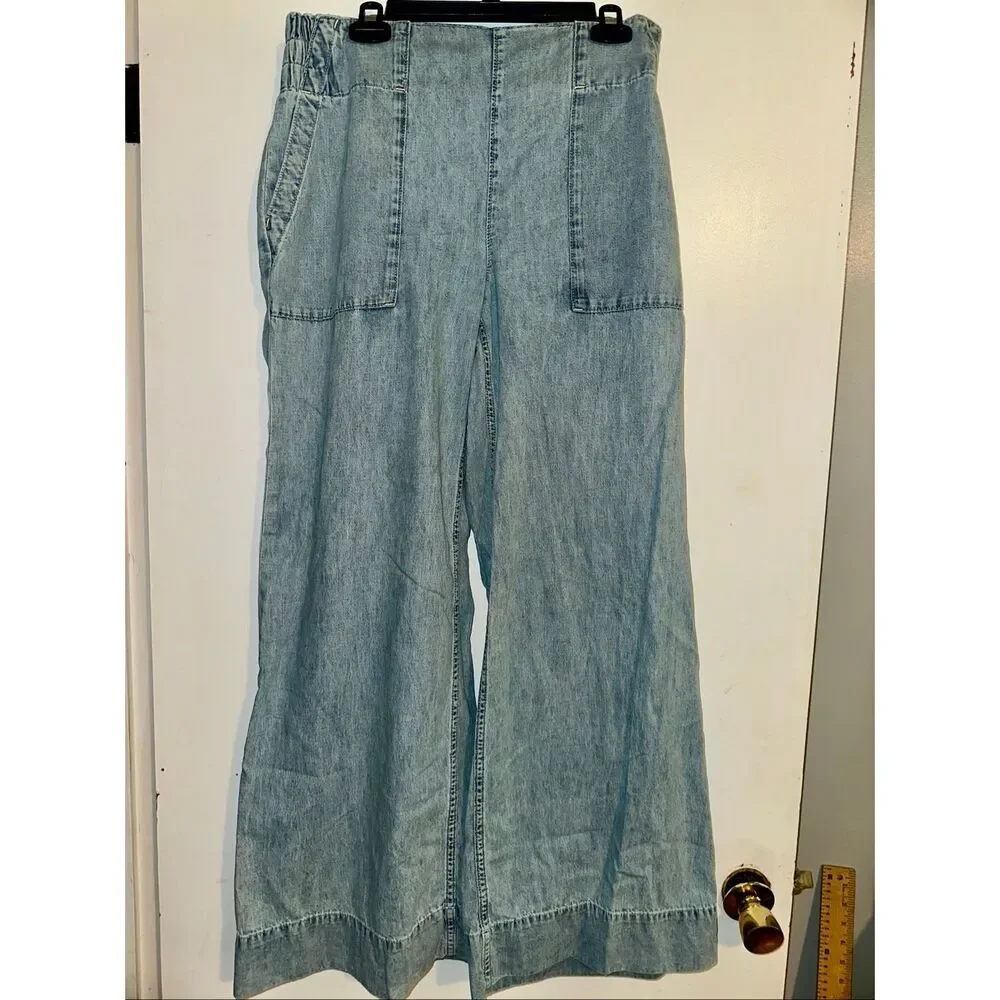 We The Free Free People Breezy Denim Pull-On Jeans Adirondack Size Medium M 8 10 - Picture 1 of 8